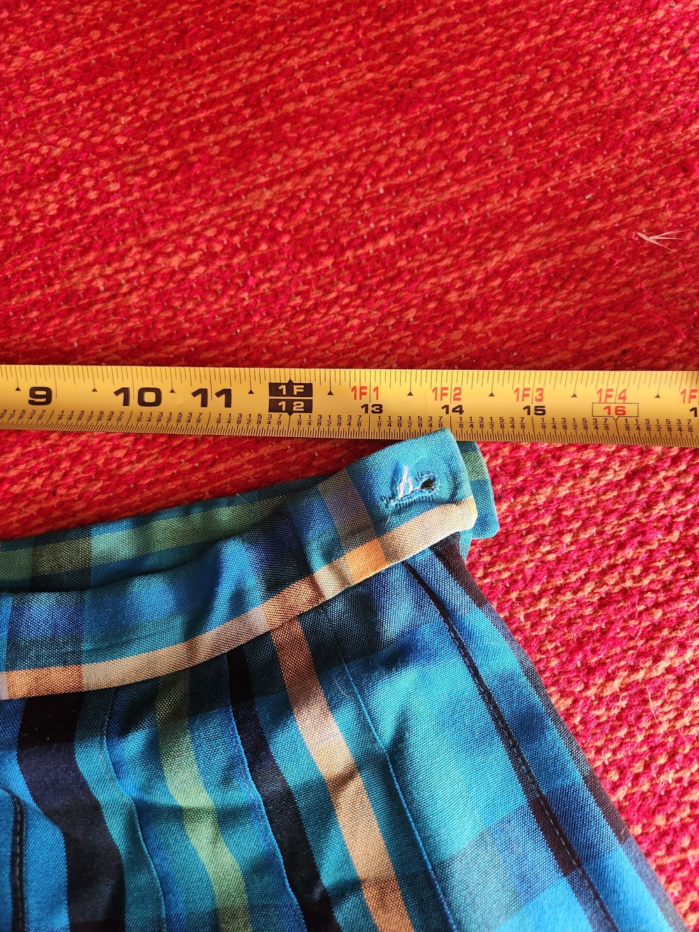 Pendleton Blue Plaid Pleated Midi Skirt with Yellow Accents - Picture 8 of 10